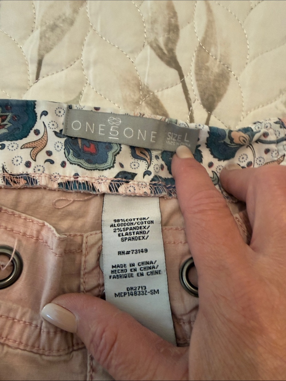 one 5 one Light Pink Bermuda Capris with Elastic Waist - Picture 3 of 3